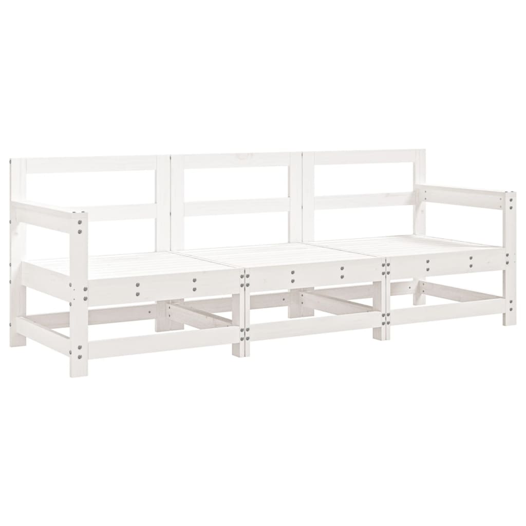 Garden Lounge Set White Solid pine wood Medium Modular
