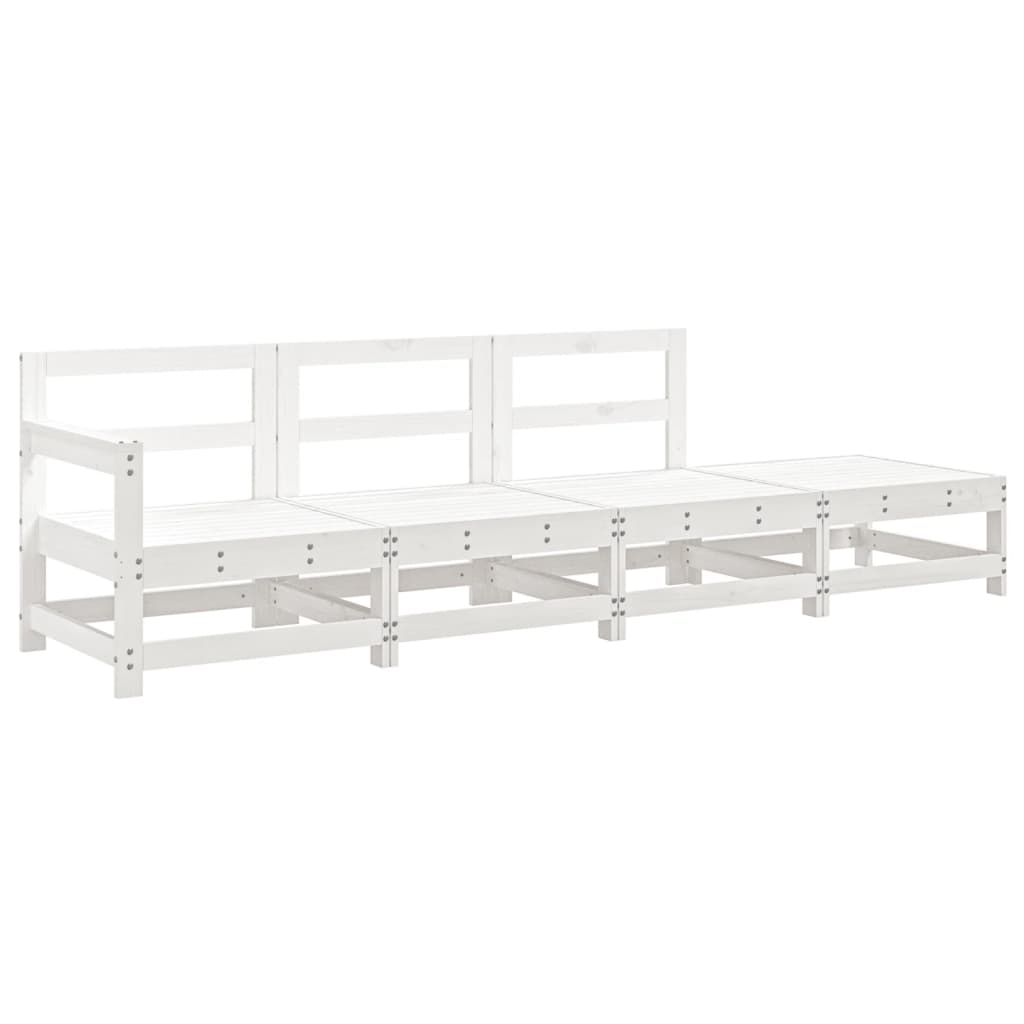 Garden Lounge Set White Solid pine wood Large Modular