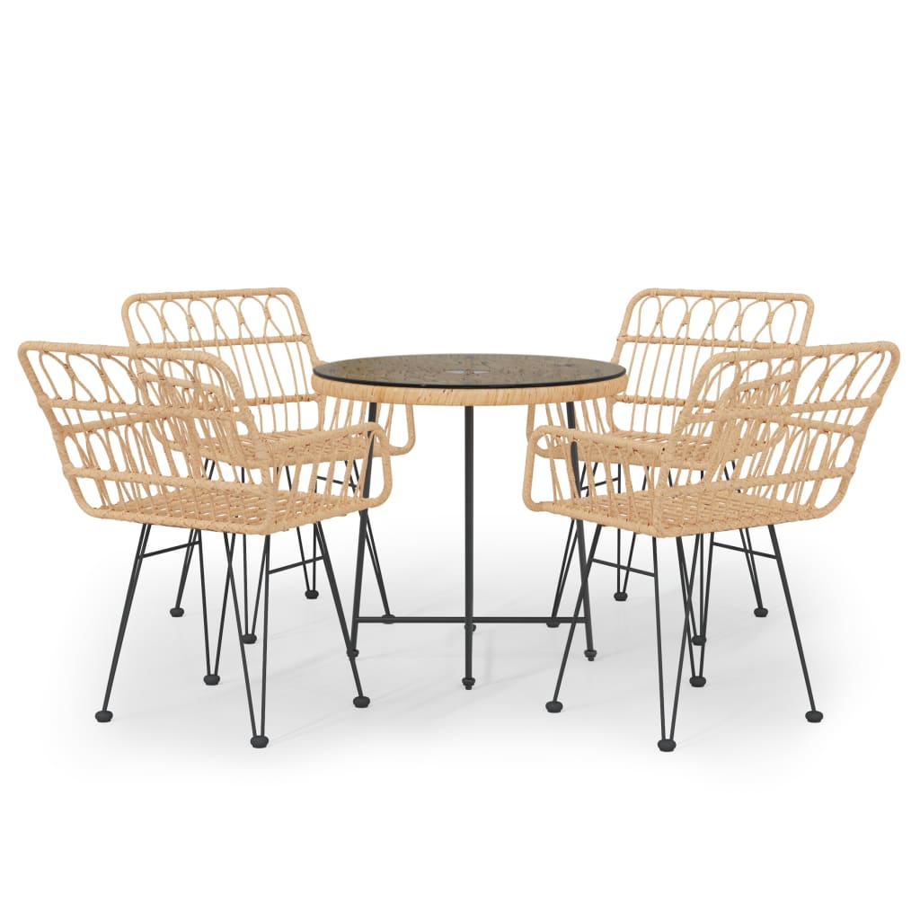 Garden Dining Set Rattan brown Poly rattan 5 Piece Set Durable