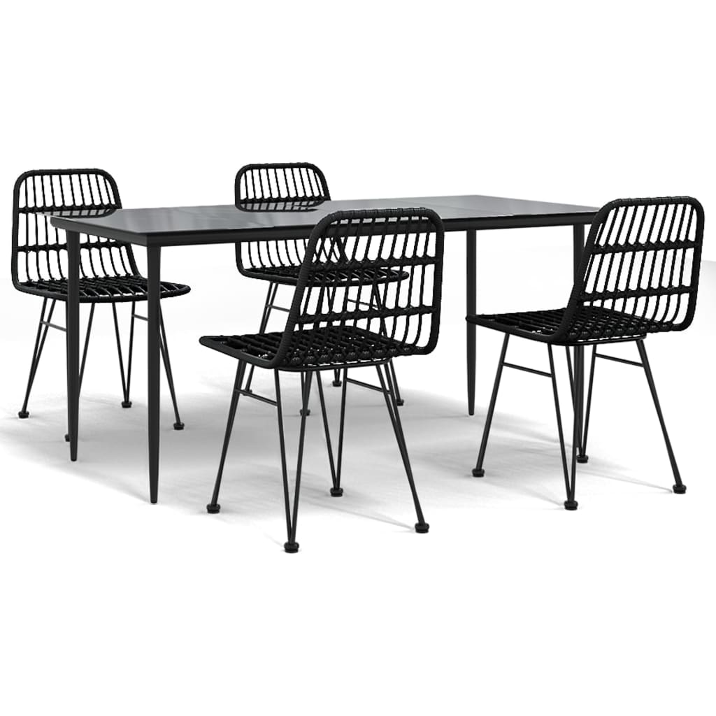 Garden Dining Set Black Steel 5 Piece Set Durable