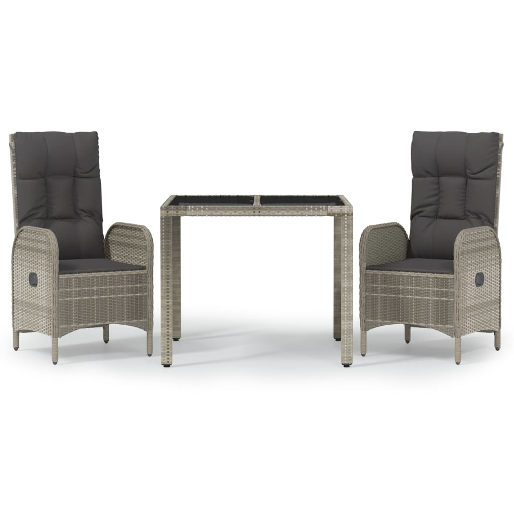 Garden Dining Set Grey PE rattan Medium Adjustable Armrests
