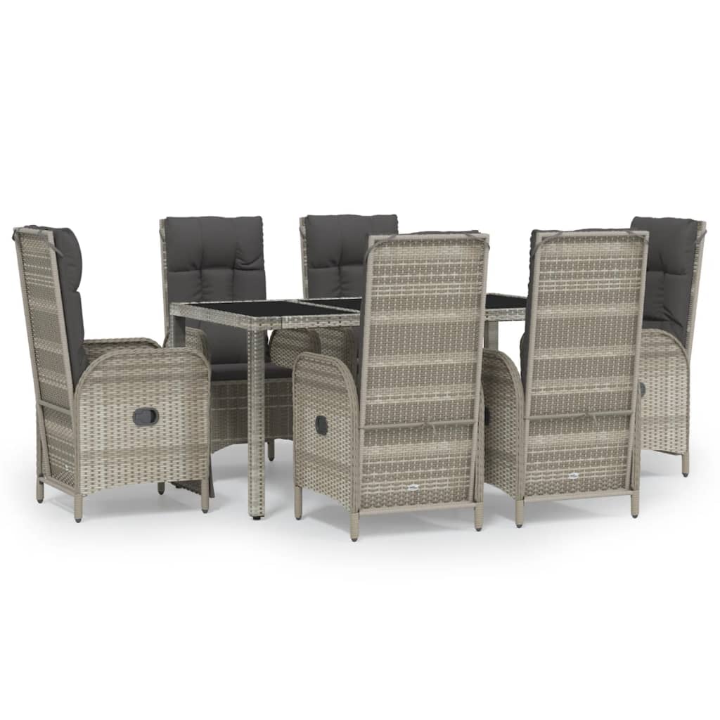 Garden Dining Set Grey PE rattan 7 Pieces Garden Dining Set