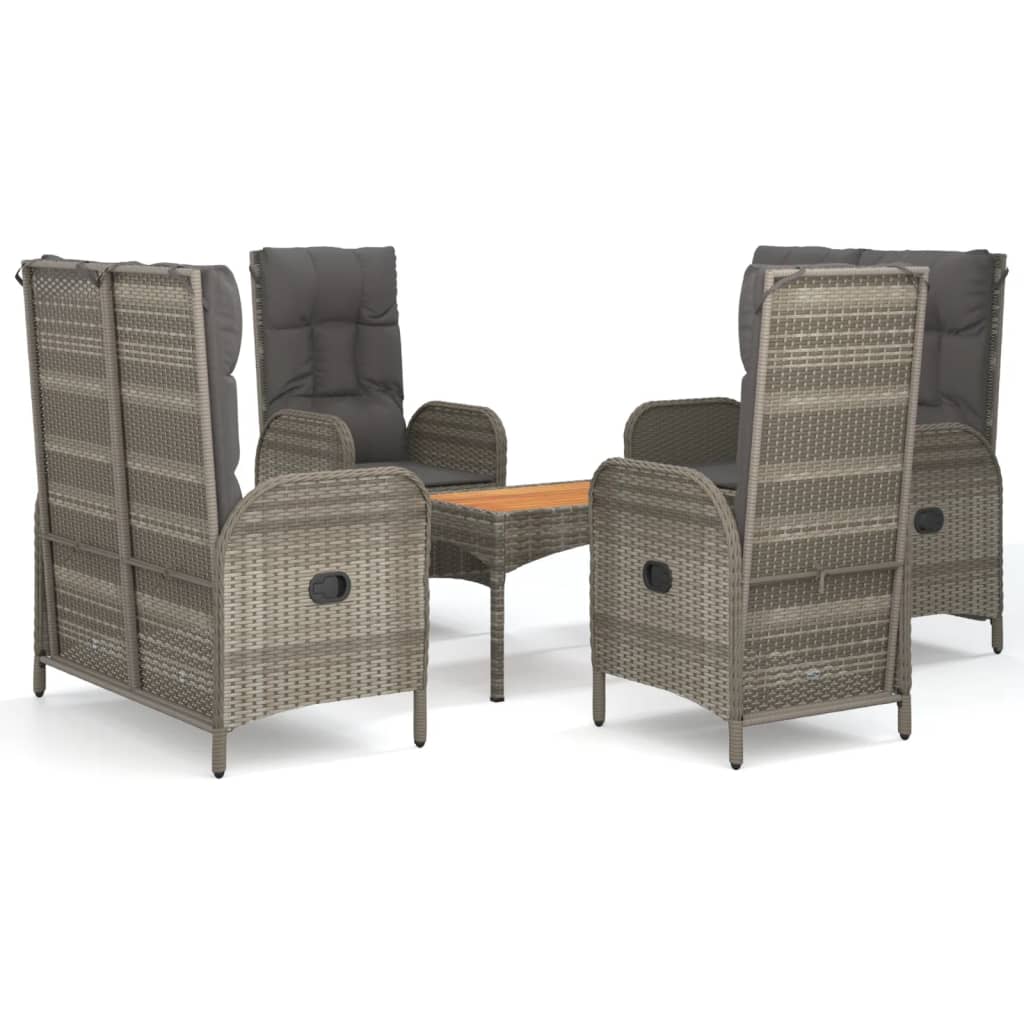 Garden Dining Set Gray PE rattan Adjustable Armrests