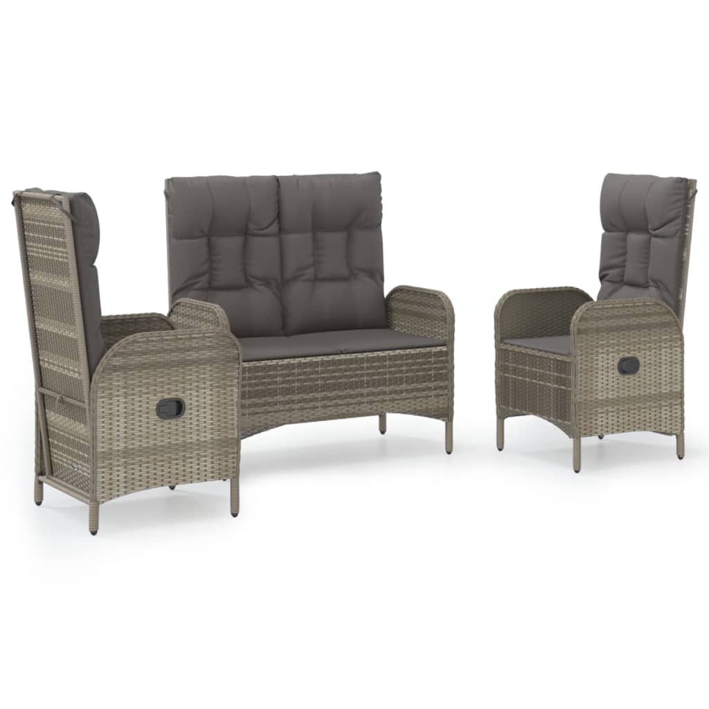 Garden Dining Set Grey PE rattan Standard Adjustable Armrests