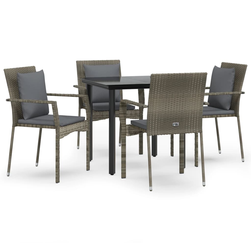Garden Dining Set Black and Grey PE rattan Modular