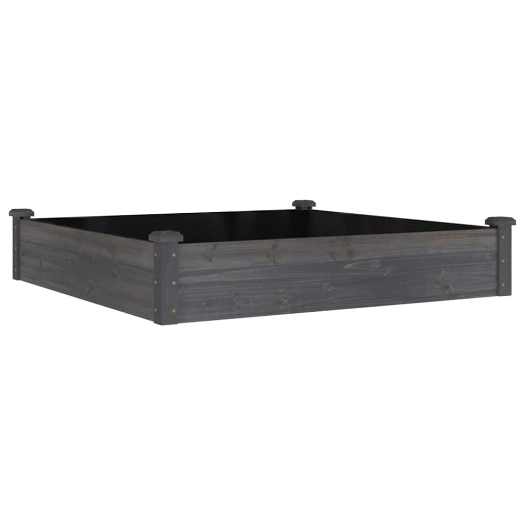 Garden Raised Bed Grey Solid fir wood, Non-woven fabric