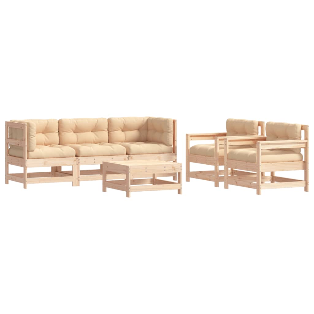 Garden Lounge Set Beige and wooden tones