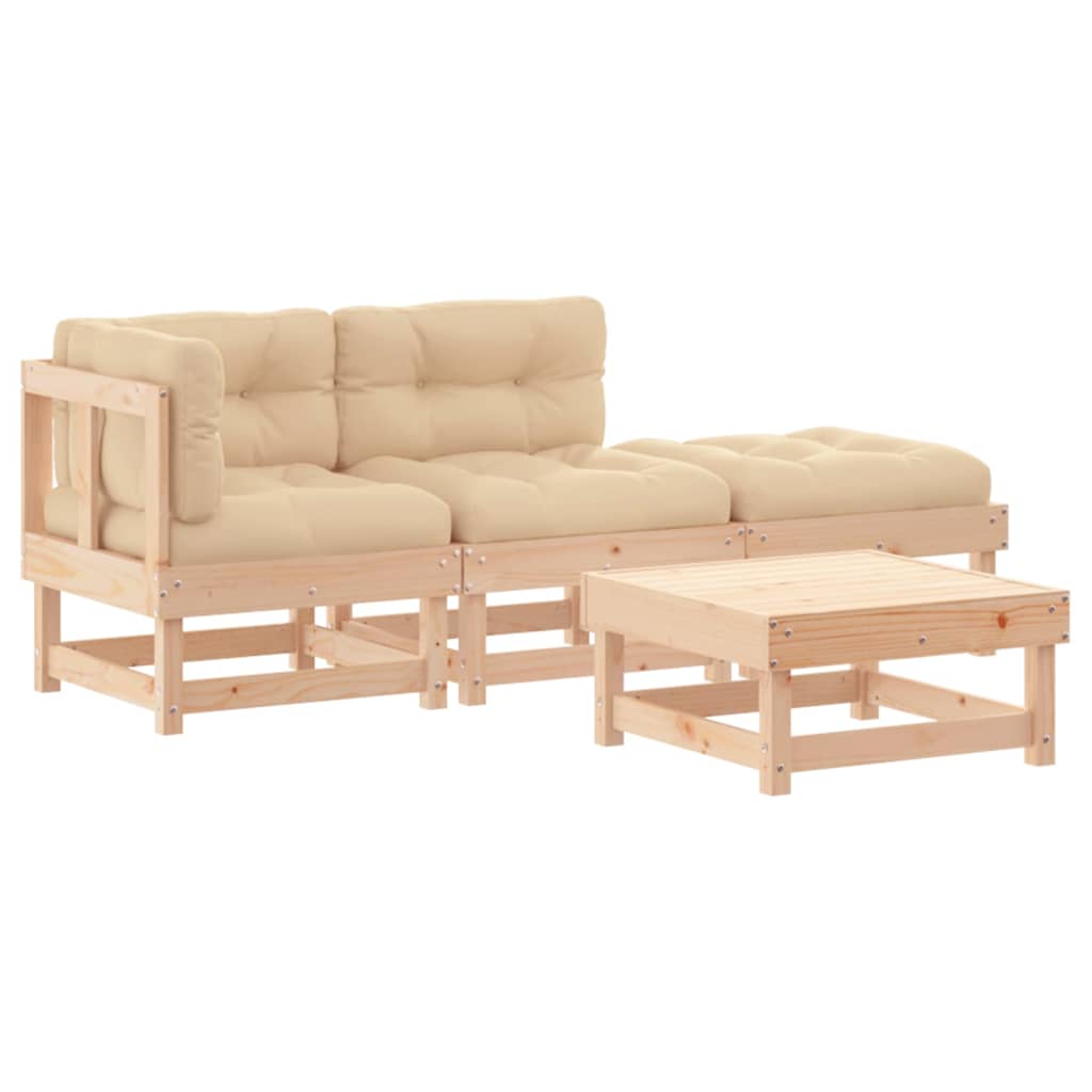Garden Lounge Set Beige Solid pine wood Medium Modular