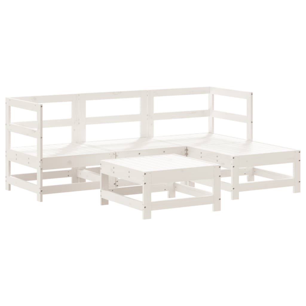 Garden Lounge Set White Solid Pine Wood, Plywood Standard Modular