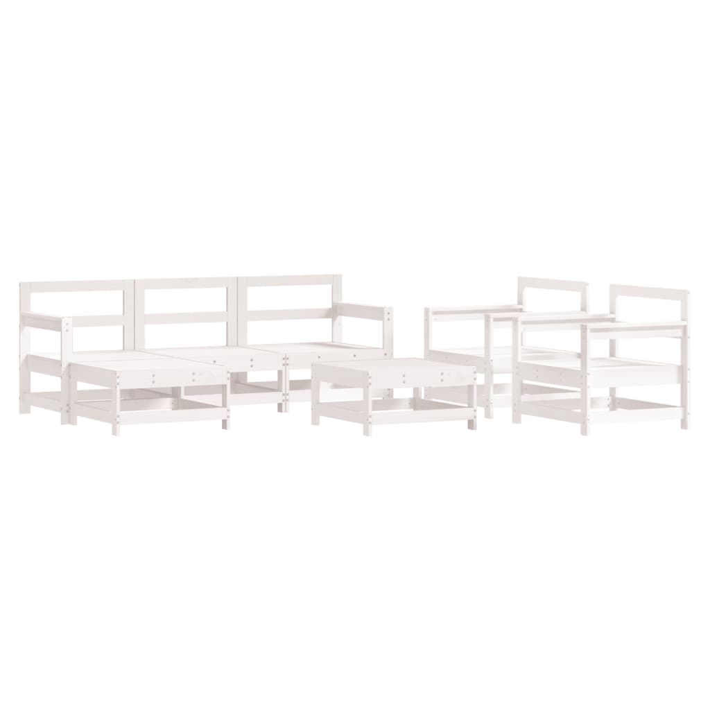 Garden Lounge Set White Solid pine wood, Plywood Modular