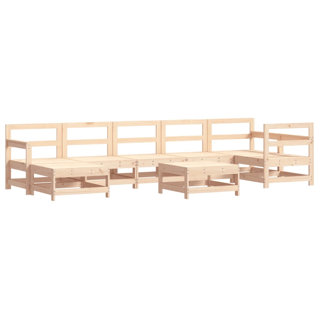 Garden Lounge Set Natural wood Solid pine wood, Plywood slats Large