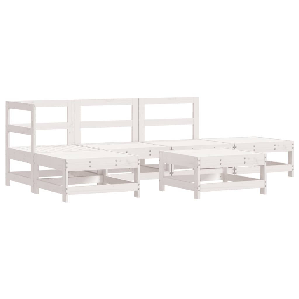 Garden Lounge Set White Solid pine wood, plywood Medium Modular