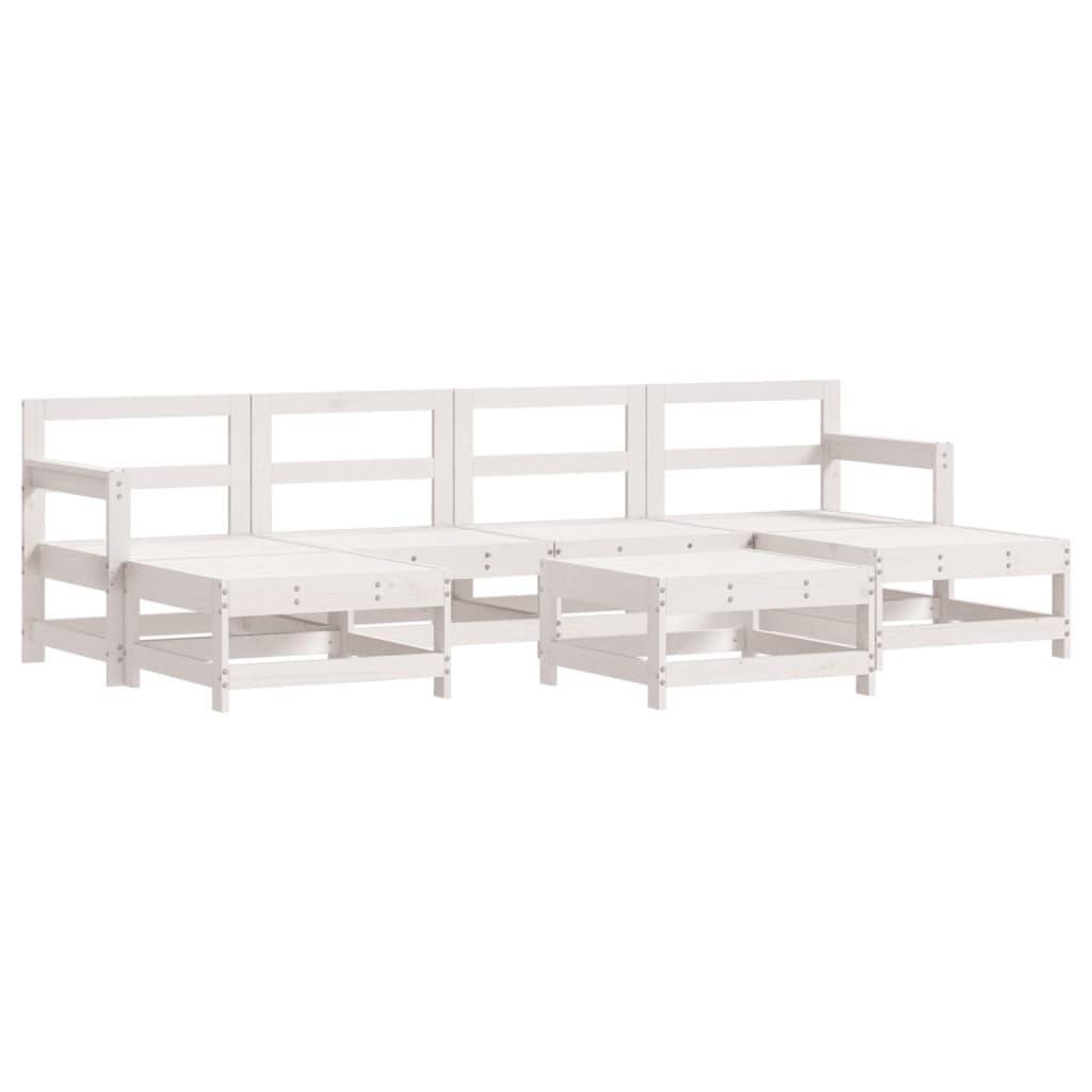 Garden Lounge Set White Solid pine wood, Plywood Large Modular