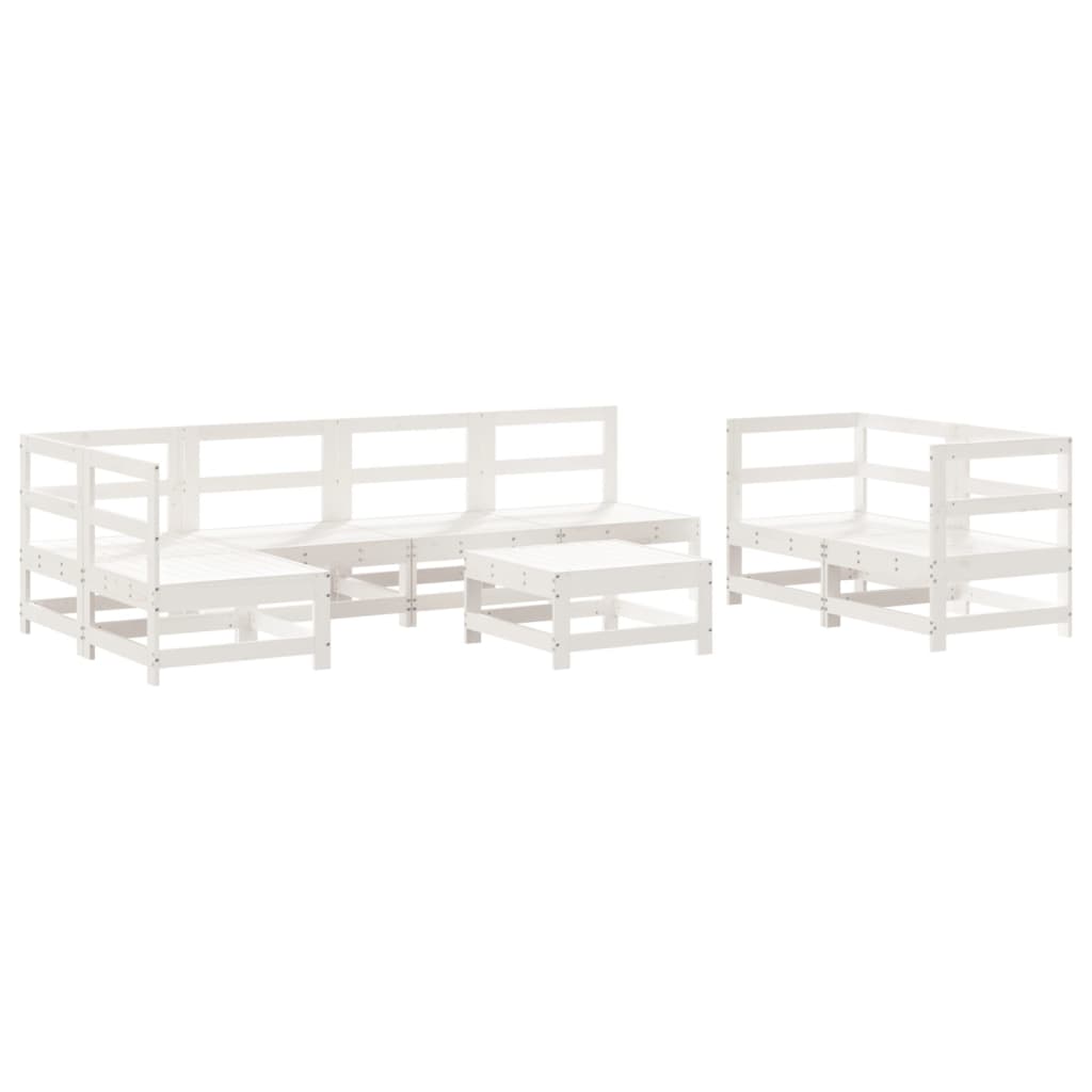 Garden Lounge Set White Solid pine wood, Plywood Large Modular