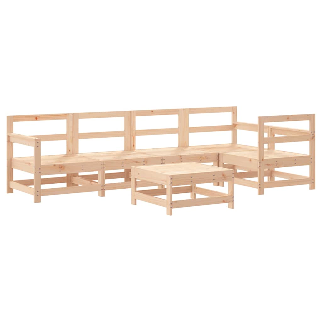 Garden Lounge Set Natural Wood Solid Pine Wood 6 Piece Modular