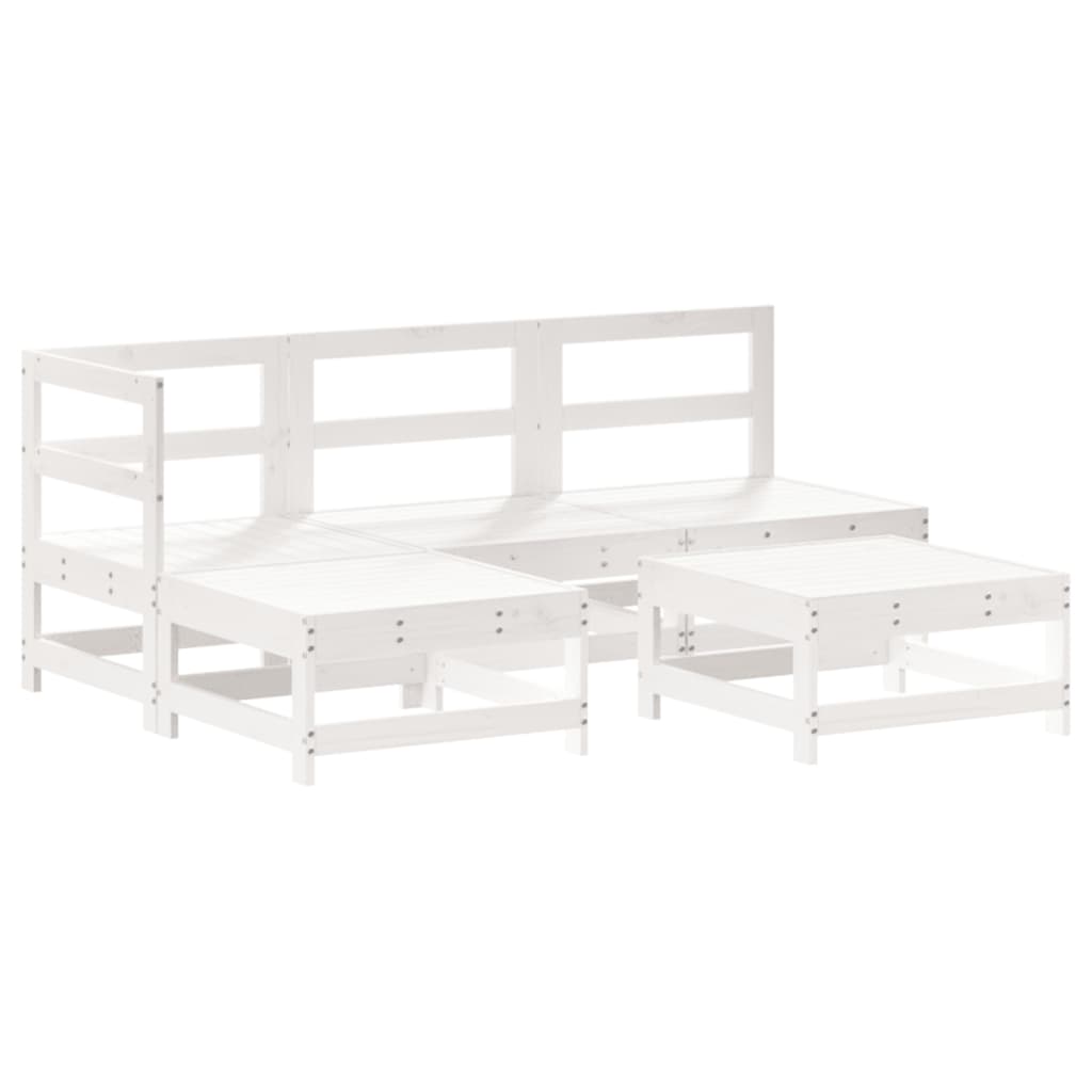 Garden Lounge Set White Solid pine wood, Plywood Medium Modular