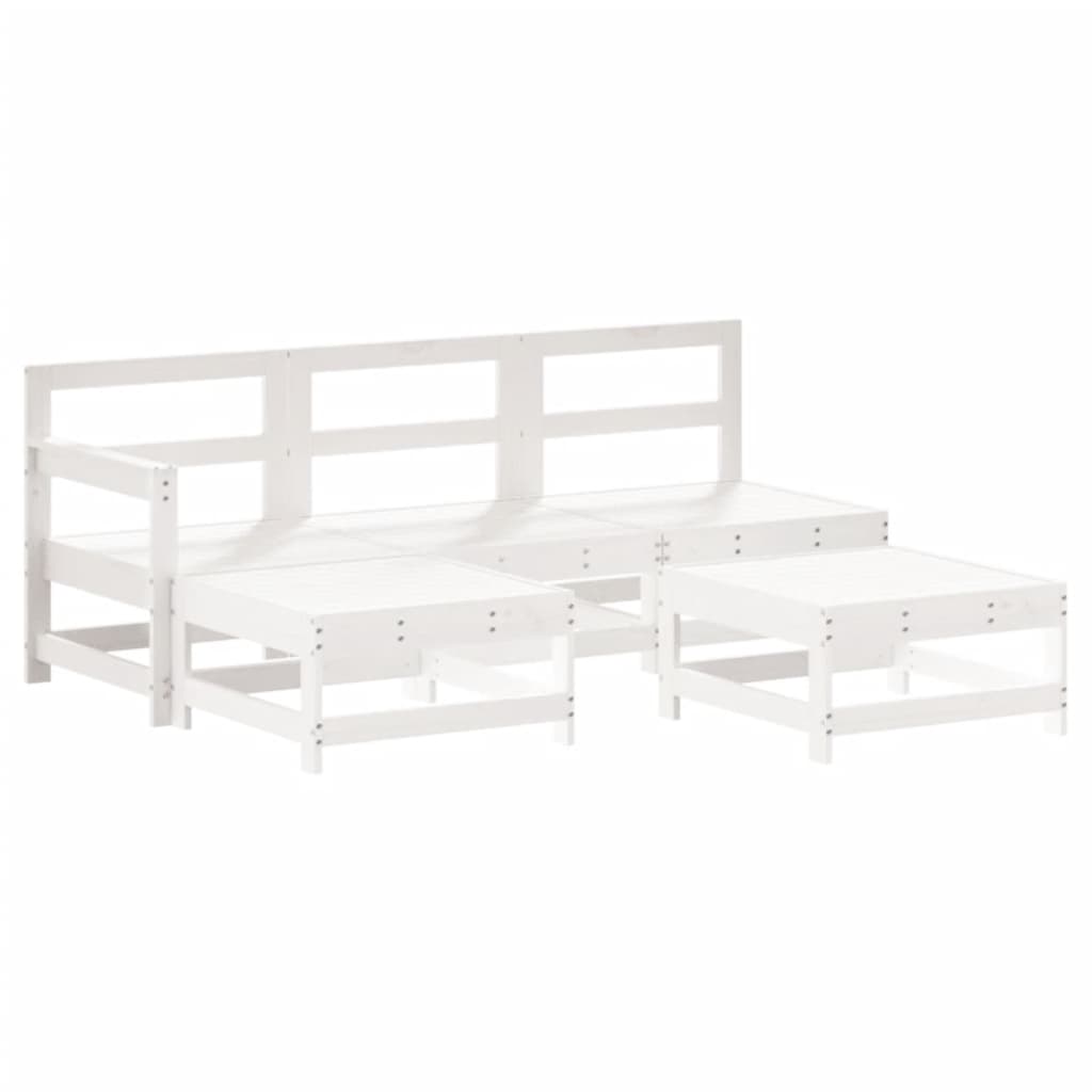 Garden Lounge Set White Solid pine wood, Plywood Medium Modular