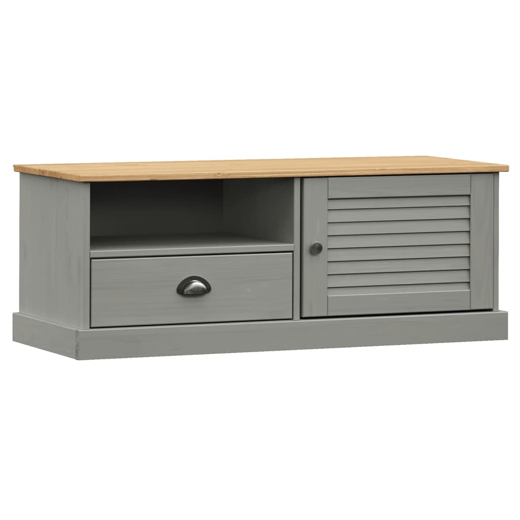 TV Cabinet Grey Solid pine wood, engineered wood, metal Medium