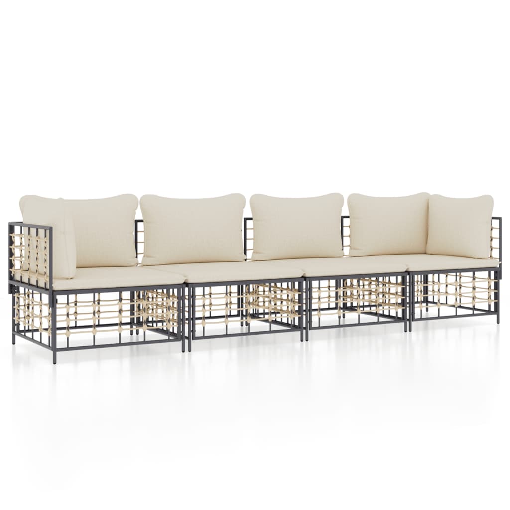 Garden Lounge Set Charcoal Poly Rattan Medium Modular