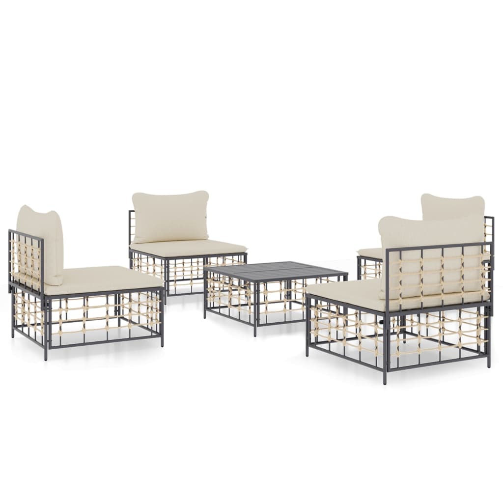 Garden Lounge Set Set of 5 Anthracite, Beige