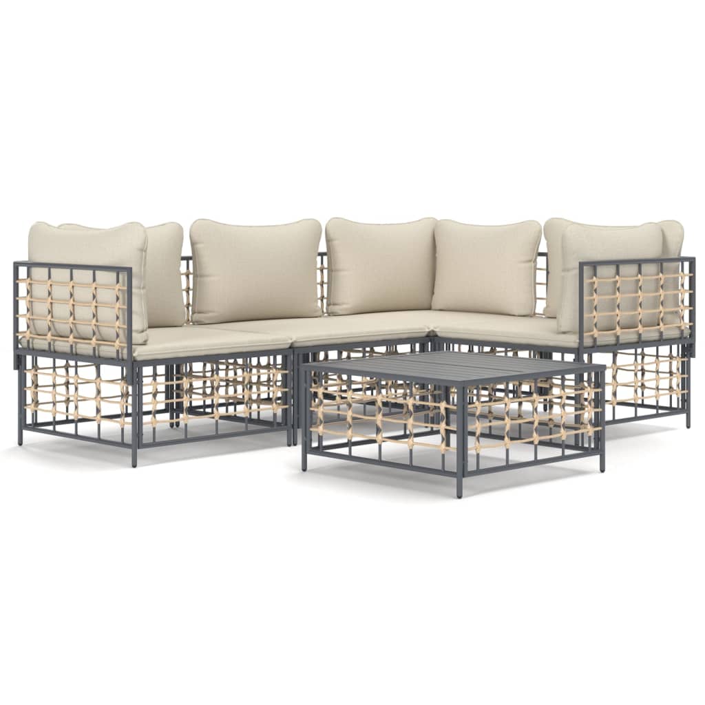 Garden Lounge Set Anthracite and Beige