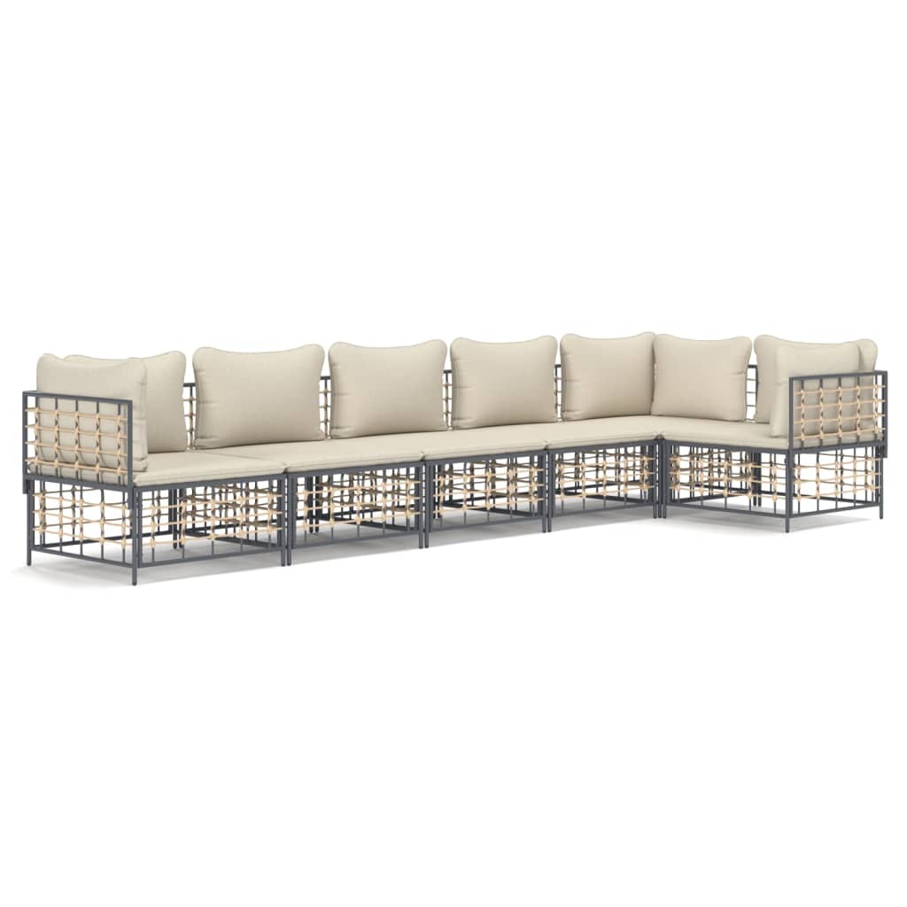 Garden Lounge Set Anthracite Poly rattan Large Modular