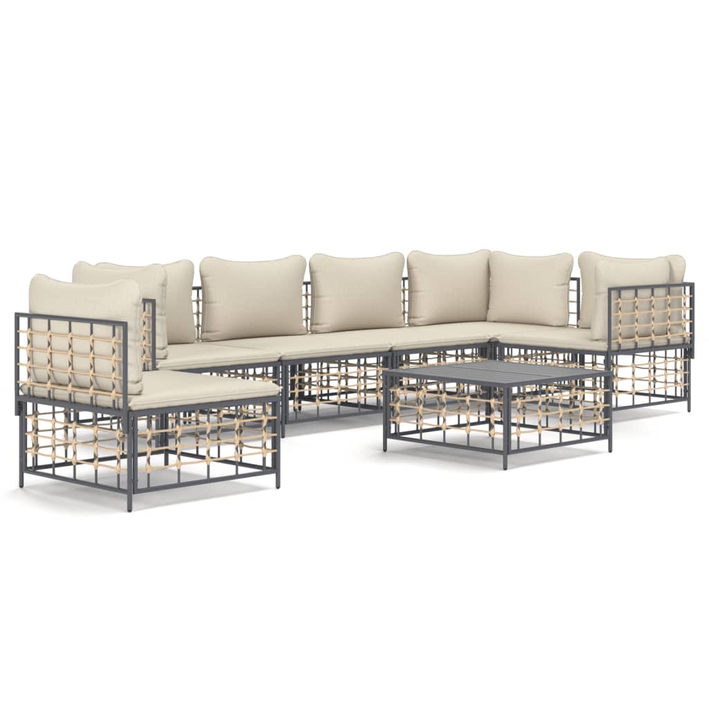 Garden Lounge Set Anthracite Poly Rattan Large Modular