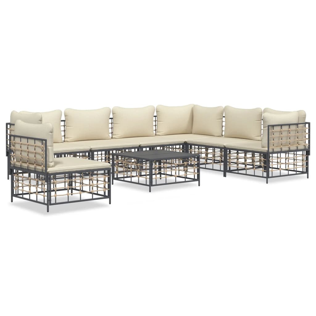 Garden Lounge Set Anthracite Poly rattan Large Modular