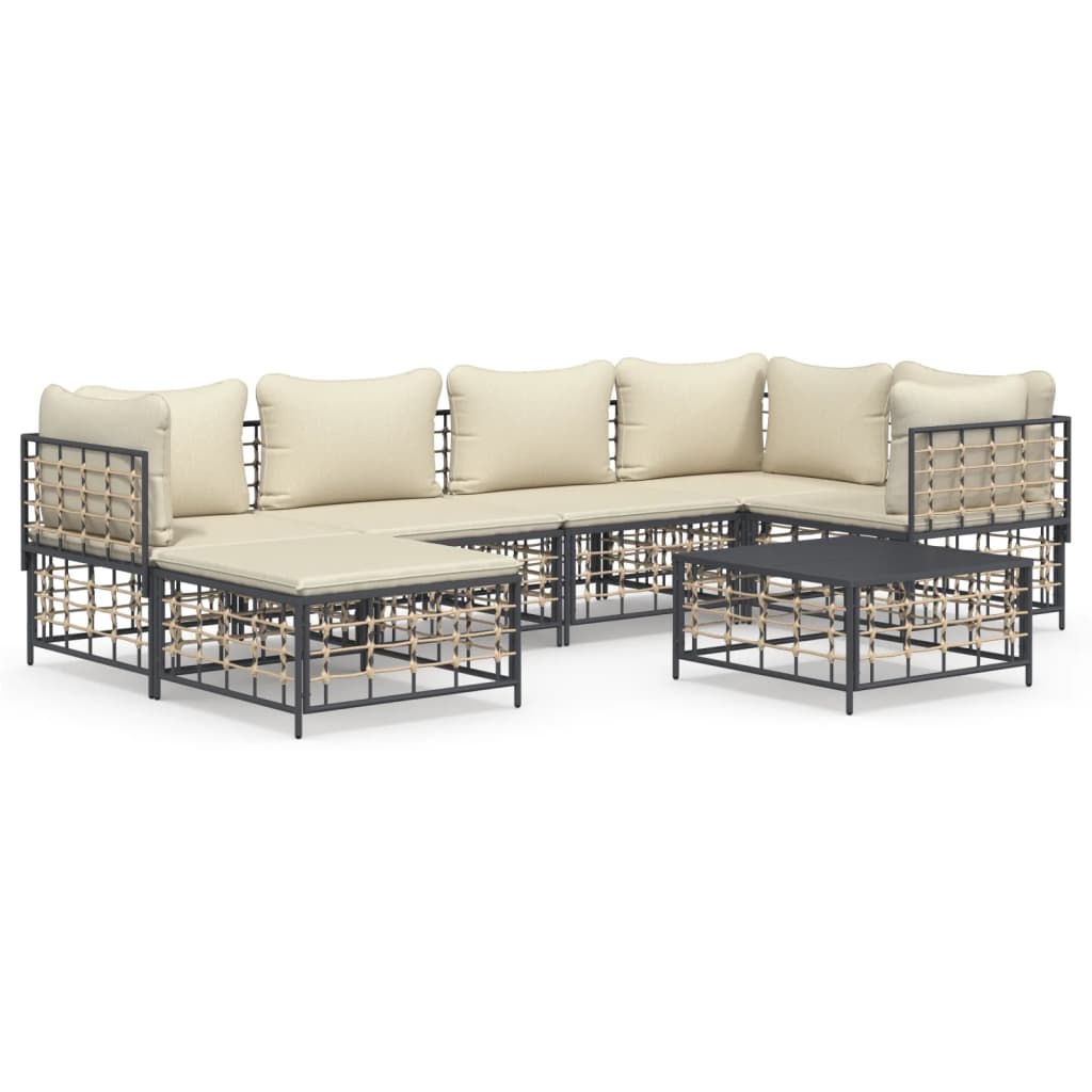 Garden Lounge Set Anthracite Poly Rattan Large Modular