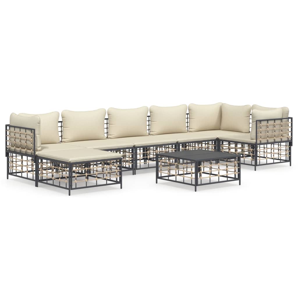 Garden Lounge Set Anthracite Poly Rattan Large Modular