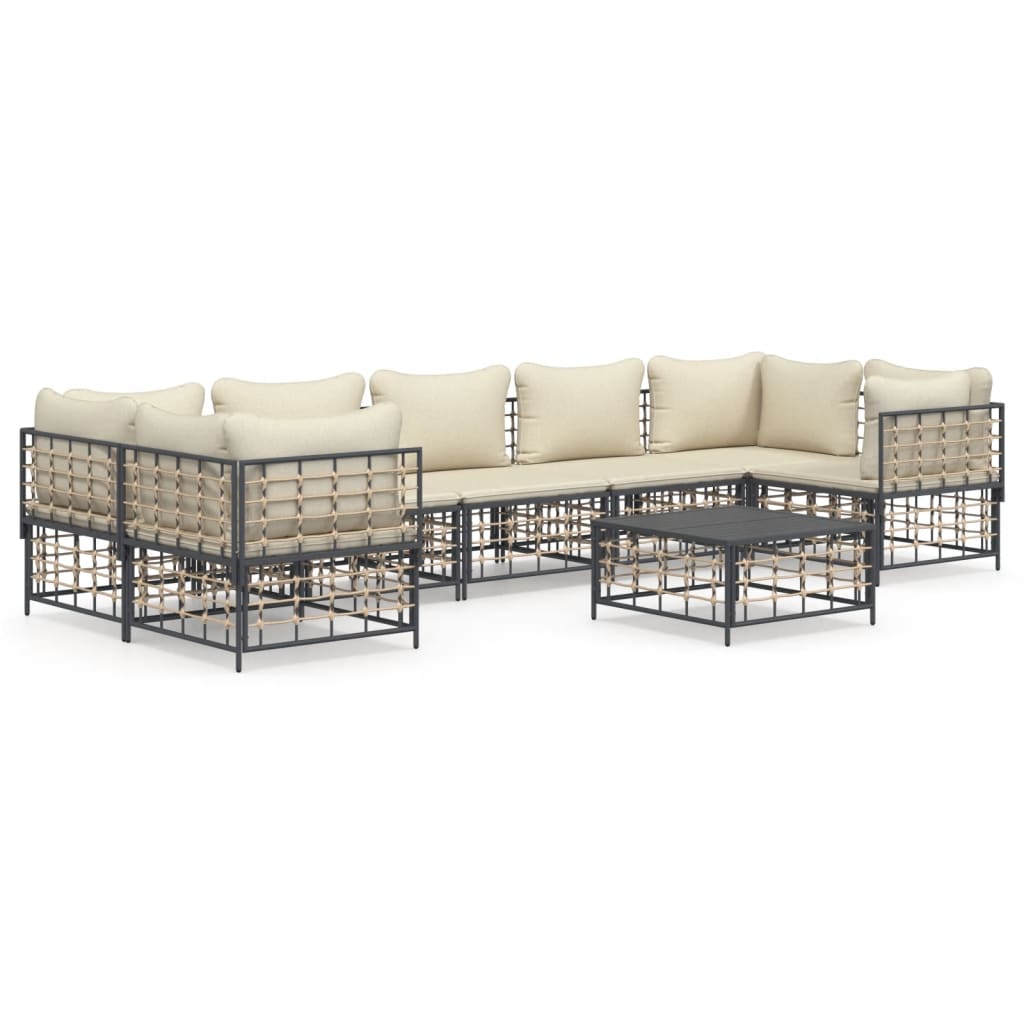 Garden Lounge Set Anthracite Poly rattan Large Modular
