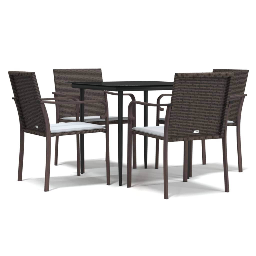 Outdoor Dining Set Brown, Black, Cream White