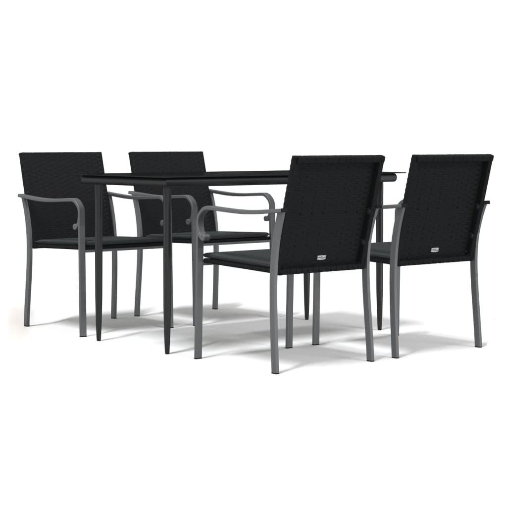Garden Dining Set Black, Dark Grey