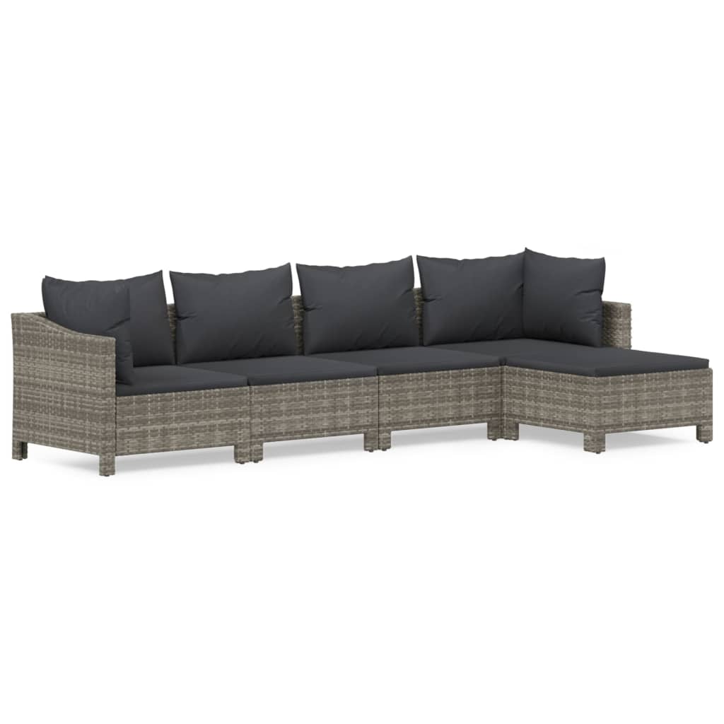 Garden Lounge Set Grey PE rattan, powder-coated steel Large