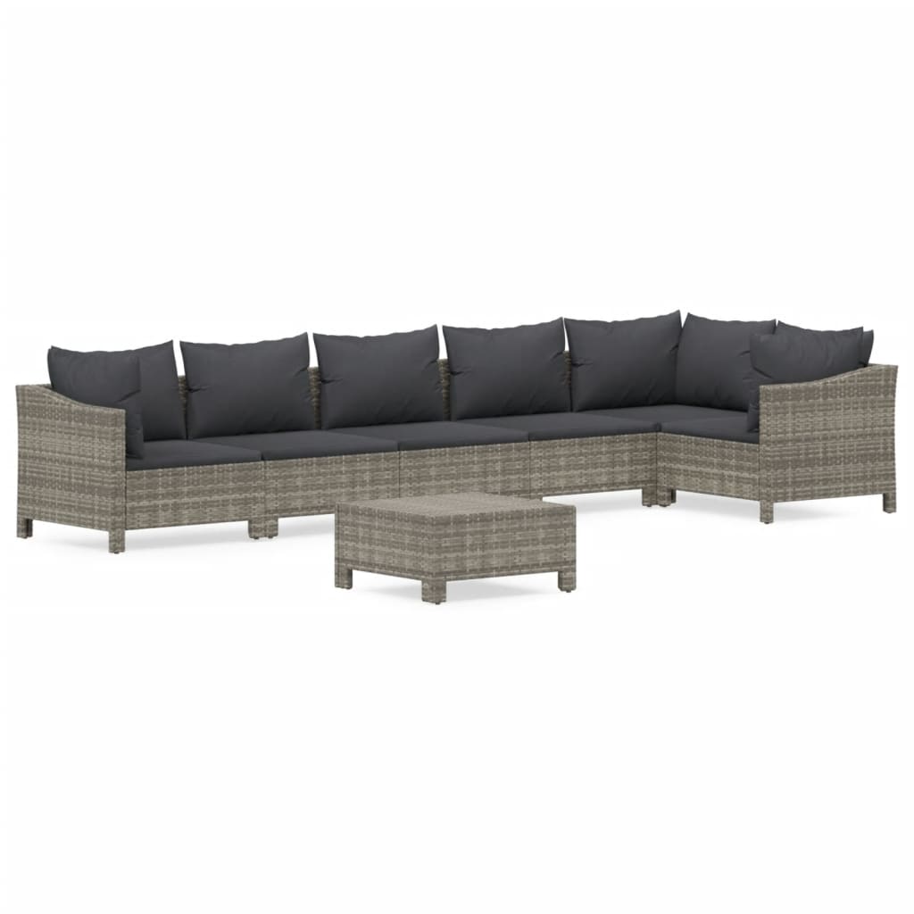 Garden Lounge Set Grey PE Rattan, Powder-coated Steel