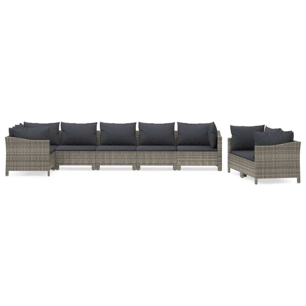 Garden Lounge Set Gray PE rattan, powder-coated steel, polyester