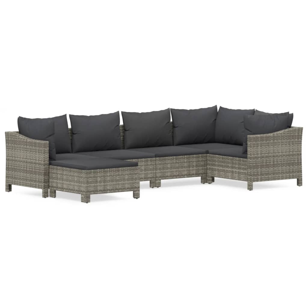 Garden Lounge Set Grey PE rattan, powder-coated steel Medium