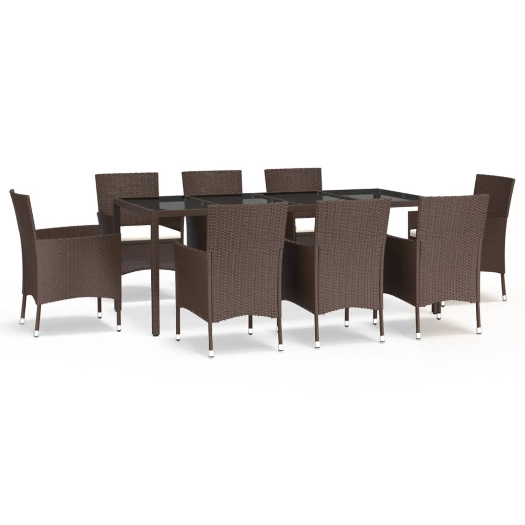Patio Dining Set Set of 8 Brown