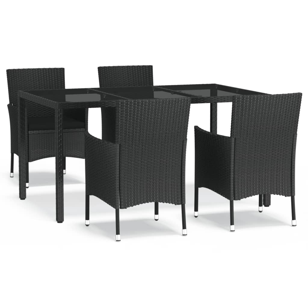 Patio Dining Set Set of 4 Black