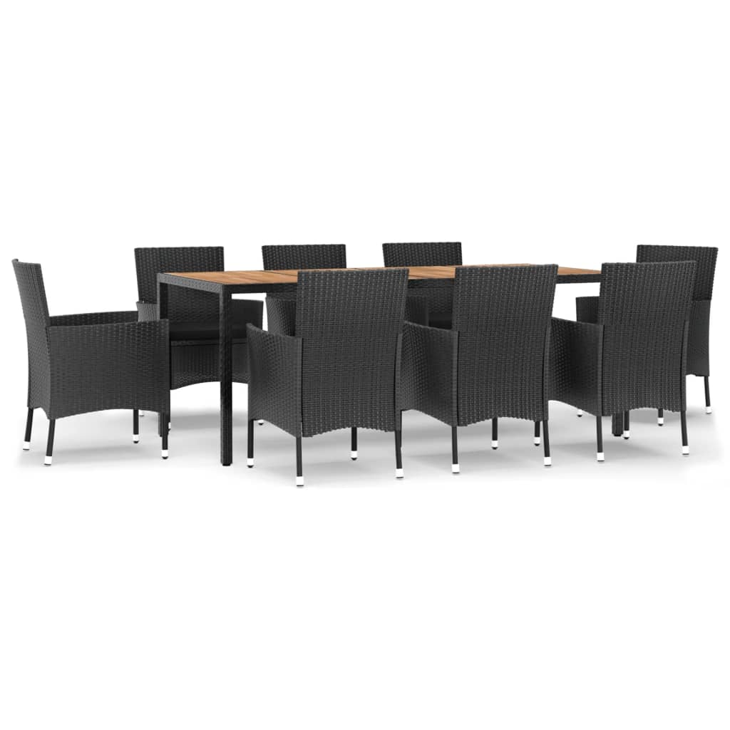 Patio Dining Set Set of 8 Black