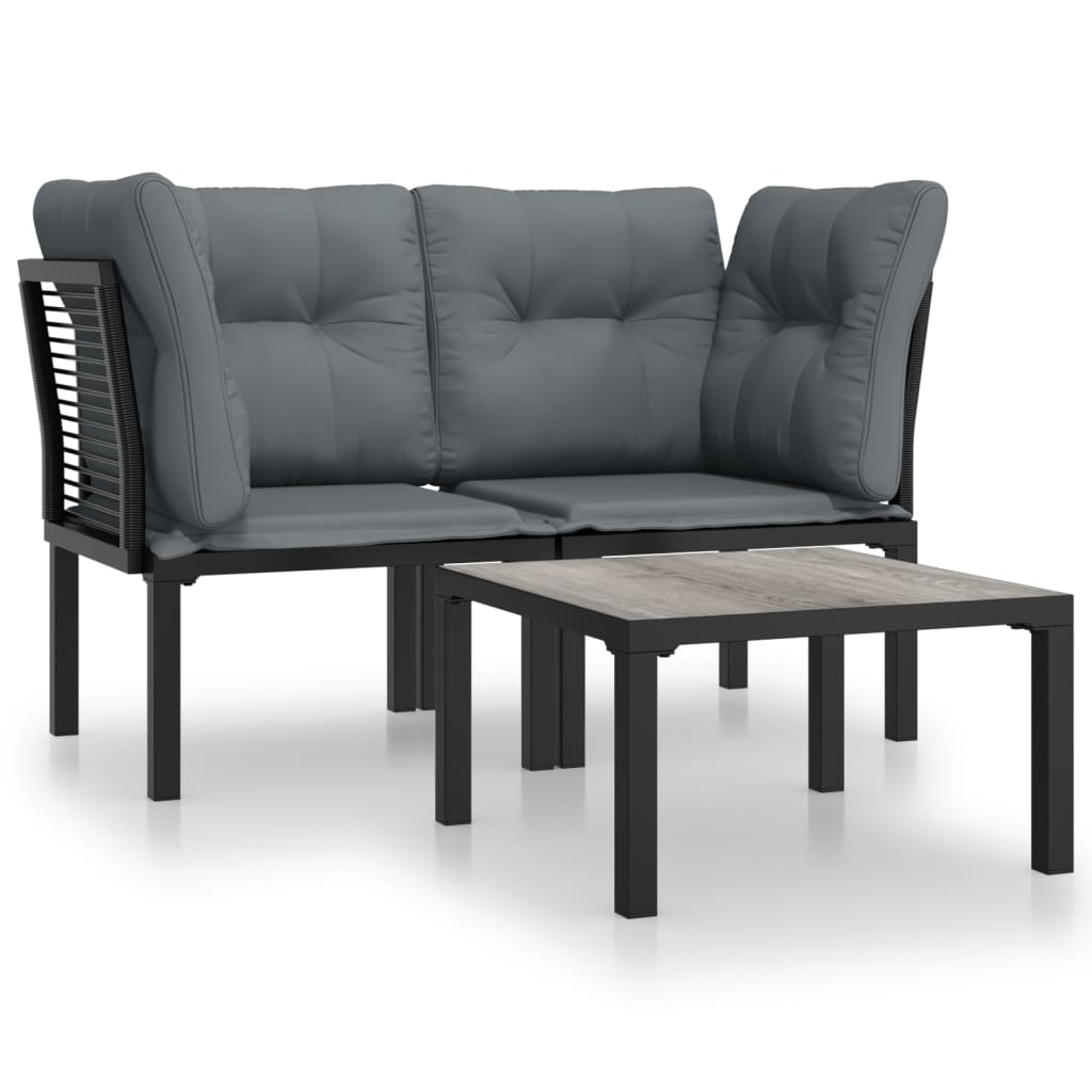 Garden Lounge Set Black, Dark Gray Poly Rattan Modular
