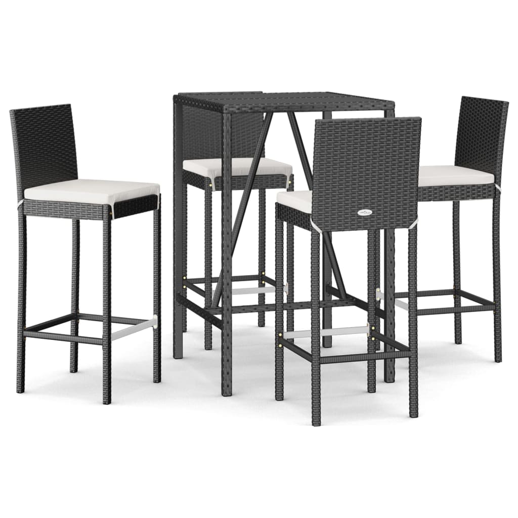 Garden Bar Set Black PE rattan Durable Garden Bar Set
