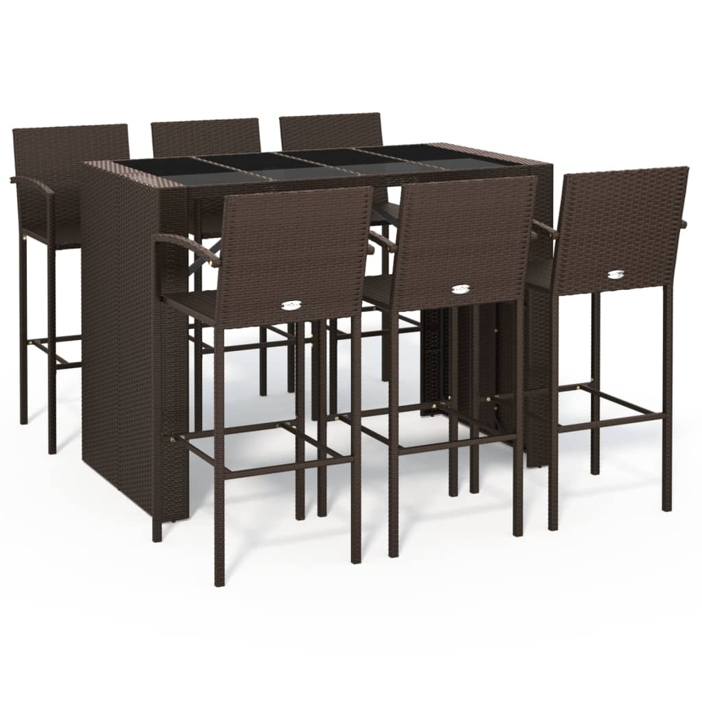 Garden Bar Set Brown Table with Black Top