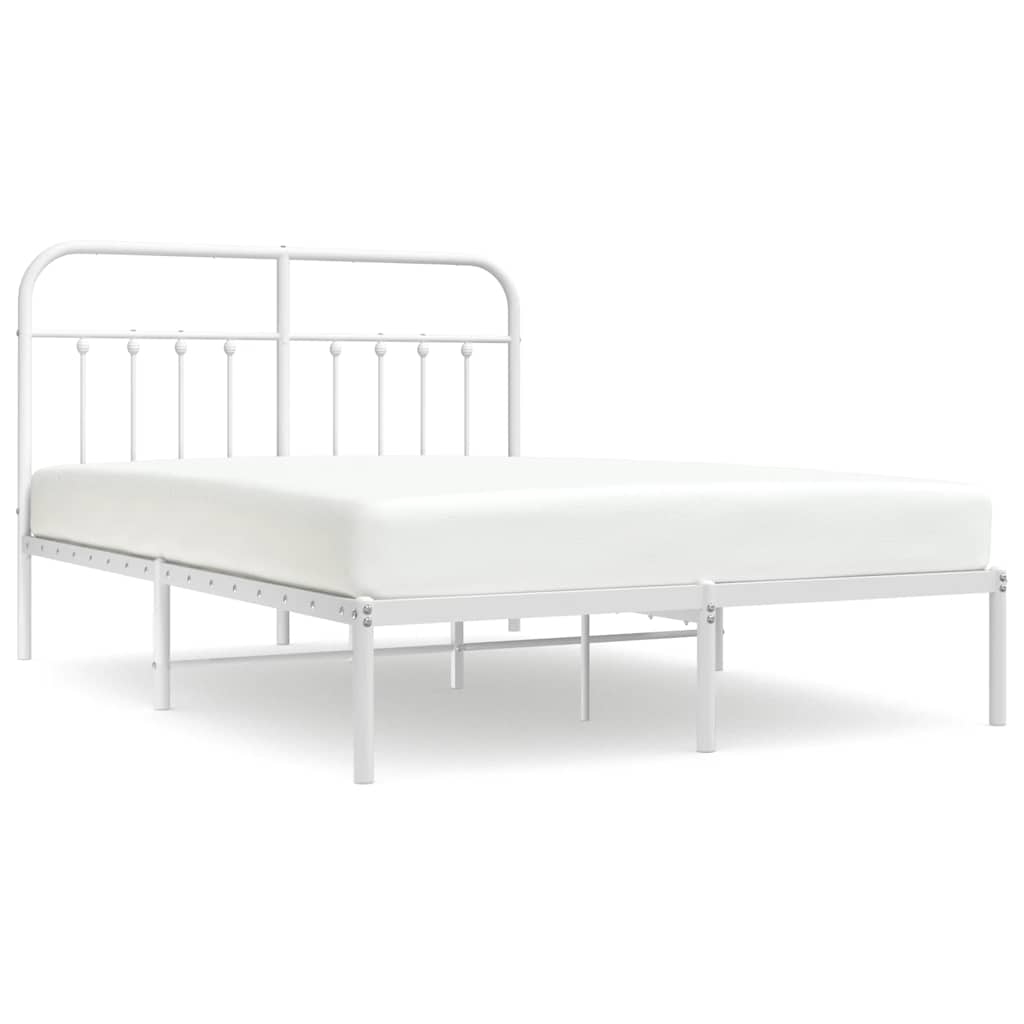 Bed Frame White Steel Double Bed Frame Rectangular Durable