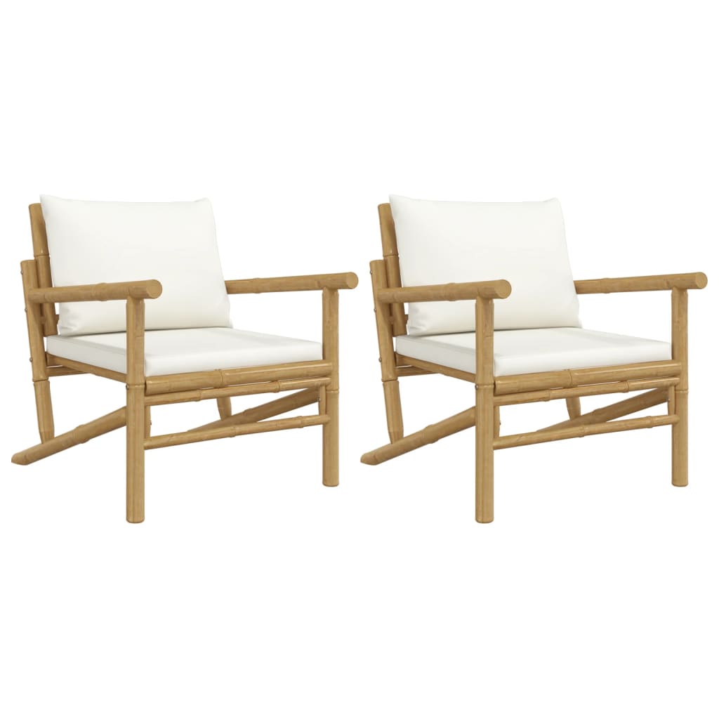 Garden Chair Cream Cushions Bamboo, Polyester, Foam, PP Cotton