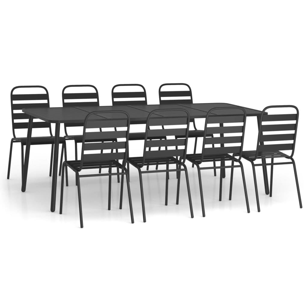 Garden Dining Set Anthracite Steel Large Stackable