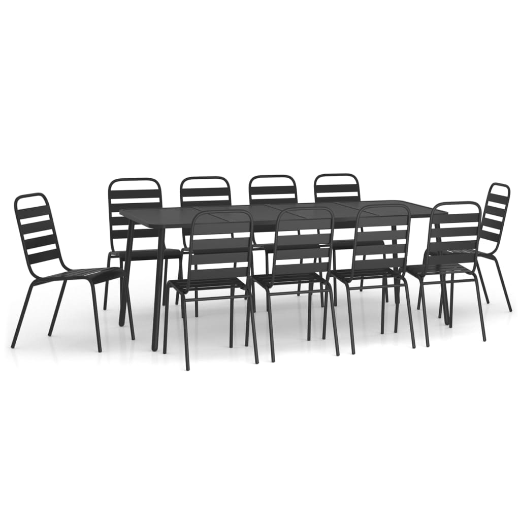 Garden Dining Set Anthracite Powder-Coated Steel Large Stackable
