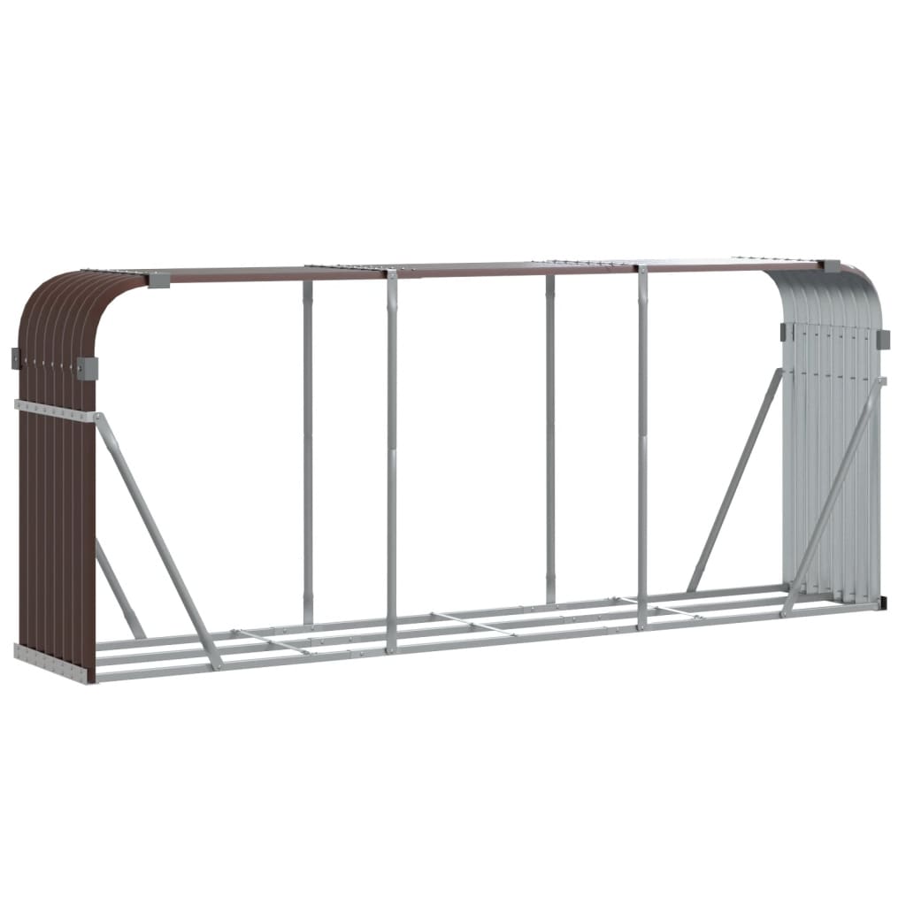 Log Holder Brown 92.1"x17.7"x39.4" Galvanized Steel