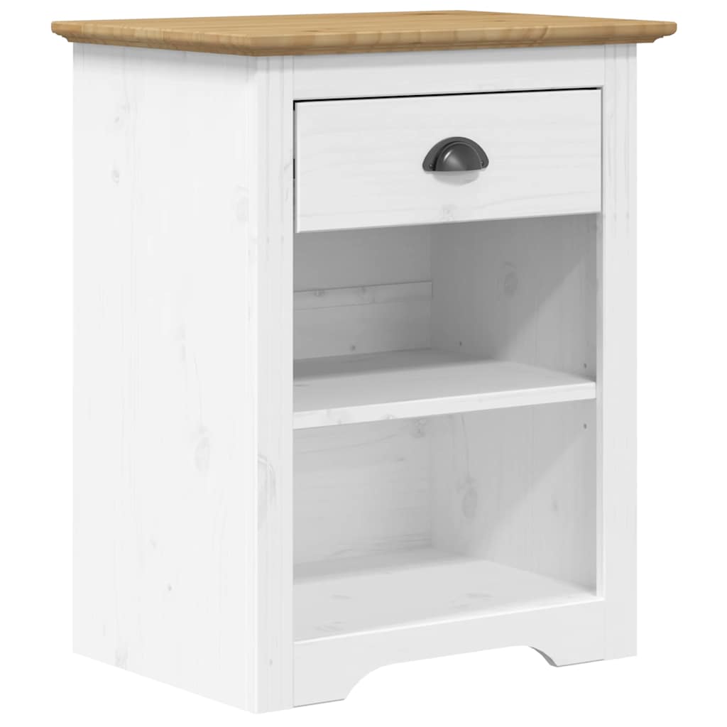Bedside Cabinet White, Brown Solid pine wood, engineered wood, metal