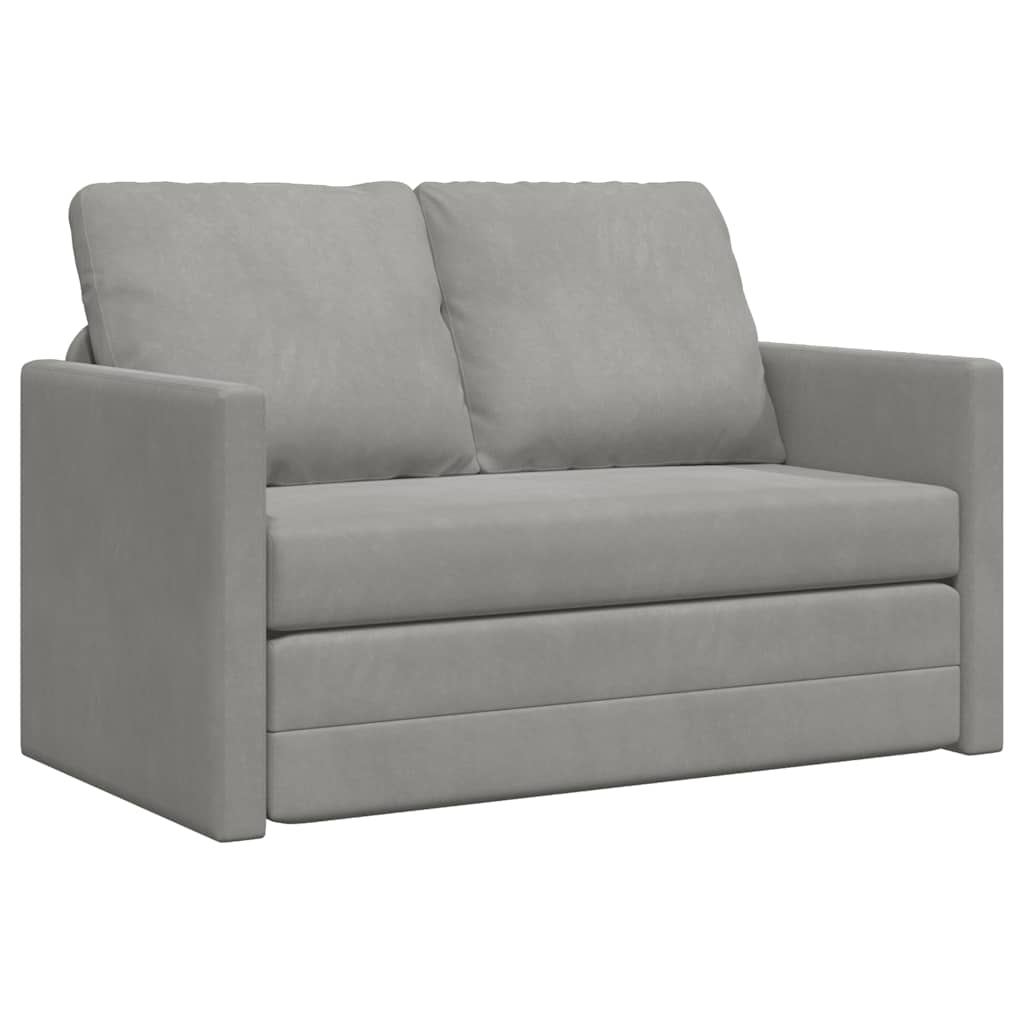 Floor Sofa Bed 2-in-1 Light Grey 122x204 x 21.7 " Velvet